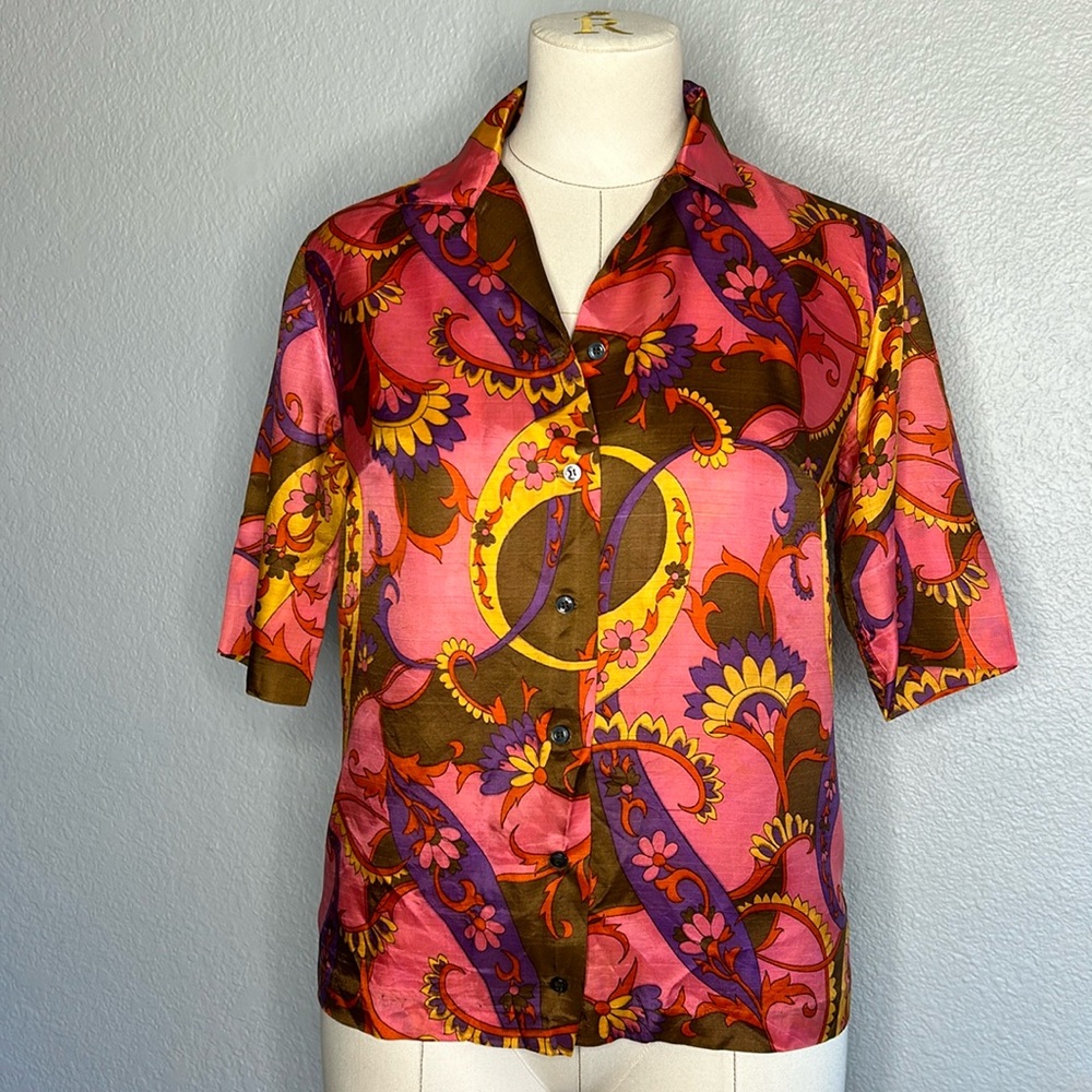 Vintage Koret floral paisley button down blouse